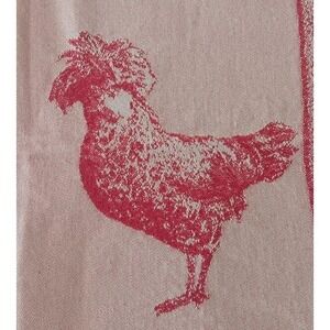 French Kitchen Dish Towel Red Cotton Chickens Hens St Roch France